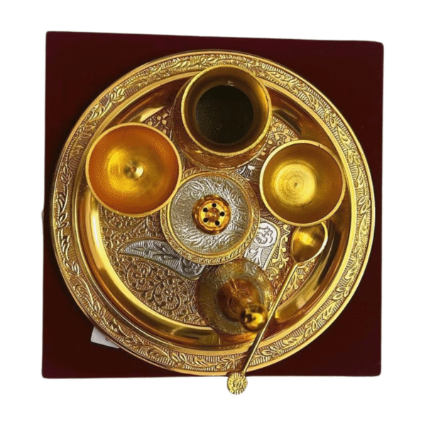 Golden & Silver Coated Pooja Thali Set