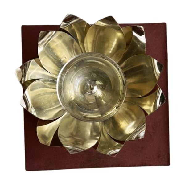 Lotus Shaped Diya with Petals and Ceramic Base